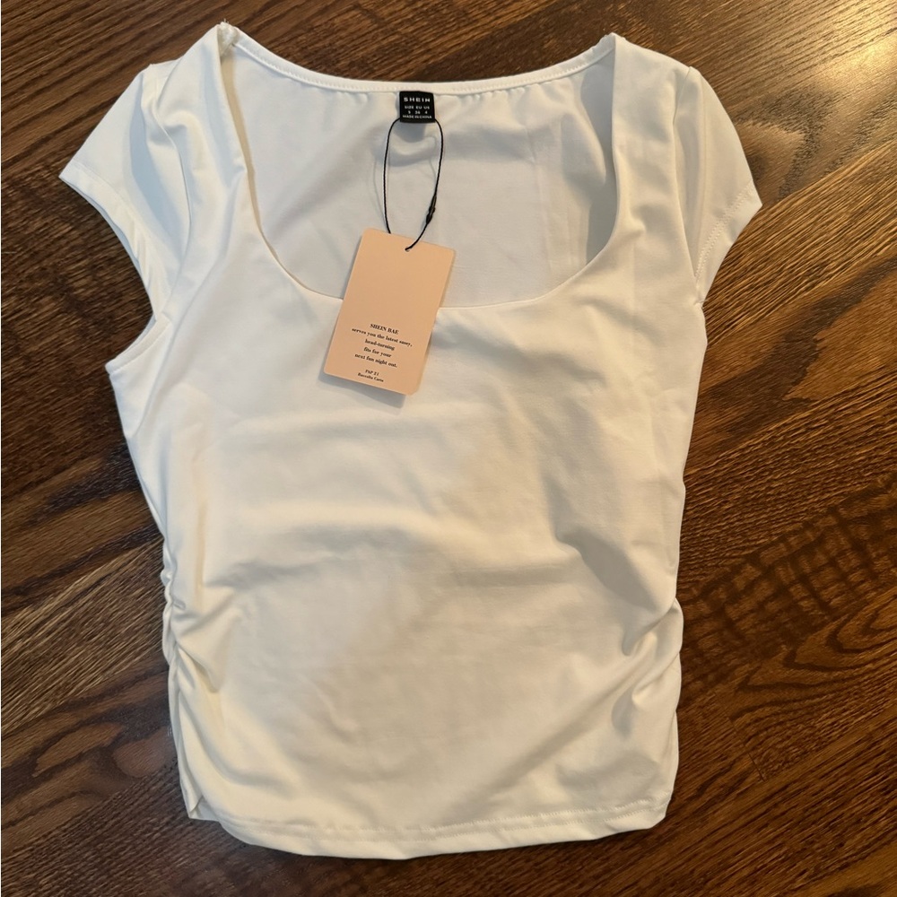 size small, white, t-shirt from shien
